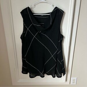 Ralston Black White Cowl Neck Gauzy Sleeveless Tunic Large L Nordstrom Flowy